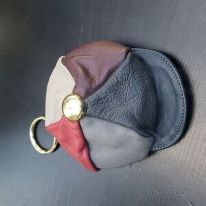 Vintage Made in Mexico Leather Newsboy Cap Key Chain Coin Purse